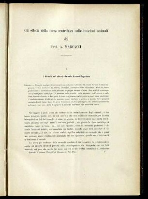 Gli effetti della forza centrifuga sulle fuiizioni aniniali