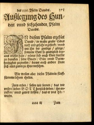 Außlegung des Hundert unnd sechzehenden Psalm Davids.