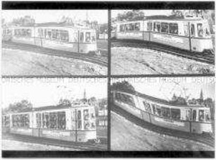 Vier Einzelbilder von verformten Straßenbahnen (Altersgruppe 14-17)