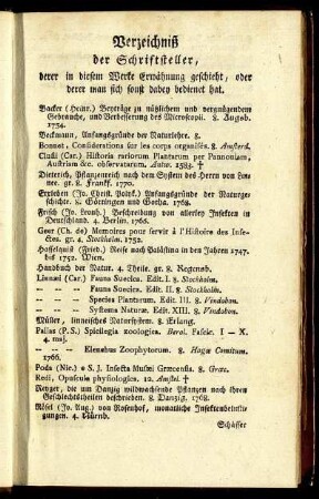 Verzeichniß der Schriftsteller.