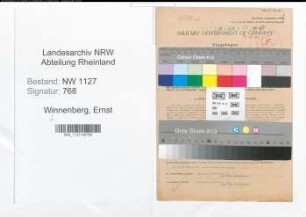 Entnazifizierung Ernst Wuennenberg , geb. 10.05.1904 (Prokurist)