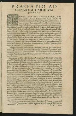 Praefatio Ad Caesarem, Carolum Quintum.