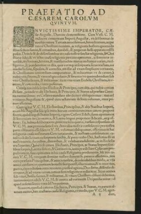 Praefatio Ad Caesarem, Carolum Quintum.