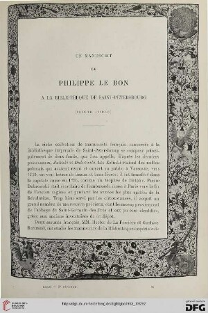3. Pér. 29.1903: Un manuscrit de Philippe de Bon à la Bibliothèque de Saint-Pétersbourg, [1]