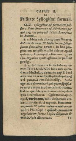 Caput II. De Falsitate Syllogismi formali.