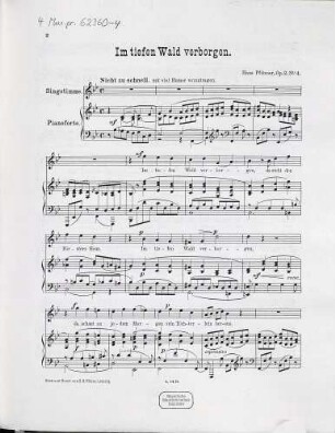 Sieben Lieder für eine Singstimme op. 2, 4. Im tiefen Wald verborgen