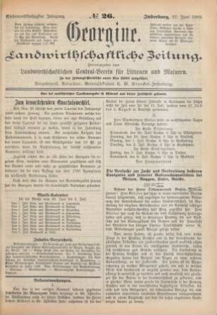 Siebenundfünfzigster Jahrgang. No. 26. Insterburg, 27. Juni 1889.