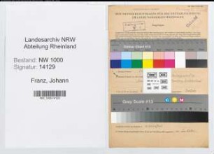Entnazifizierung Johann Franz, geb. 19.04.1896 (Postassistent)