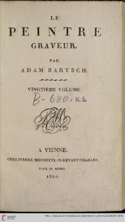 20. Volume: Le peintre graveur