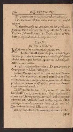 Cap. VII. De loco a materia.