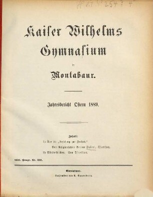 Jahresbericht : Ostern .... 1888/89