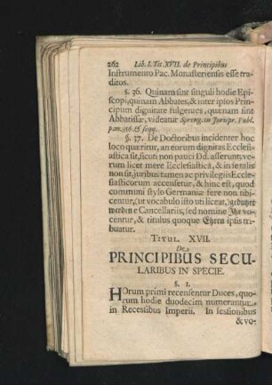 Titul. XVII. De Princibus Secularibus In Specie.