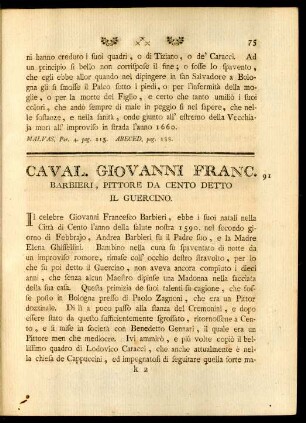 Caval. Giovanni Franc. Barbieri, Pittore Da Cento Detto Il Guericino