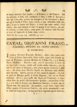 Caval. Giovanni Franc. Barbieri, Pittore Da Cento Detto Il Guericino