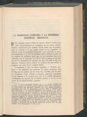 La propiedad literaria y la industria editorial argentina