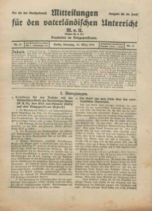 11.1918: Mitteilungen für den vaterländischen Unterricht