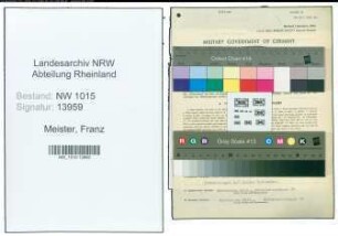 Entnazifizierung Franz Meister , geb. 21.08.1892 (Polizeimeister)