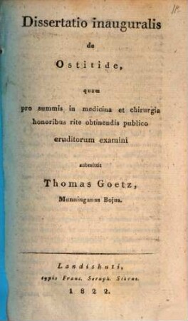 De ostitide : Diss. inaug.