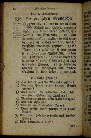 Die 2. Erzählung. Von der persischen Monarchie.