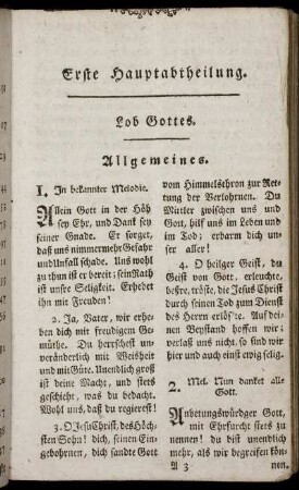 Erste Hauptabtheilung. Lob Gottes