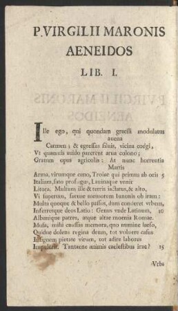 P. Virgilii Maronis Aeneidos Lib. I. = Der Aeneis des P. Virgilius Maro Erstes Buch.