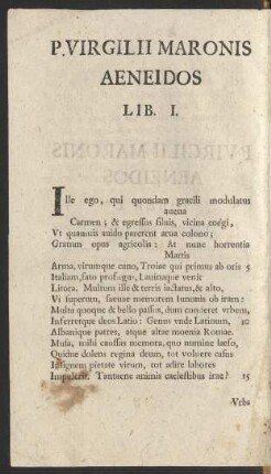 P. Virgilii Maronis Aeneidos Lib. I. = Der Aeneis des P. Virgilius Maro Erstes Buch.