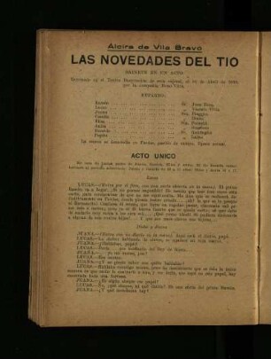 Las novedades del tío : sainete en un acto