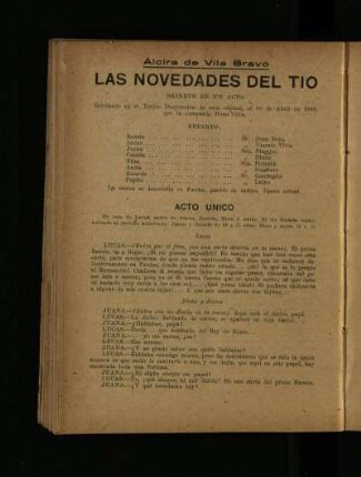 Las novedades del tío : sainete en un acto