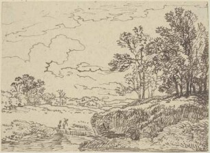 Landschaft mit Bach und Bäumen