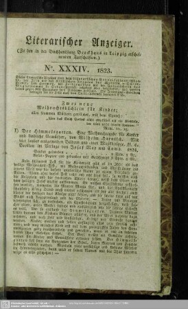 Literarischer Anzeiger No. XXXIV. 1823