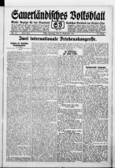 Sauerländisches Volksblatt : aeltester Anzeiger des Sauerlandes : ueber 100 Jahre Heimat- und Kreisblatt im Kreise Olpe : Tageszeitung für Politik, Unterhaltung und Belehrung