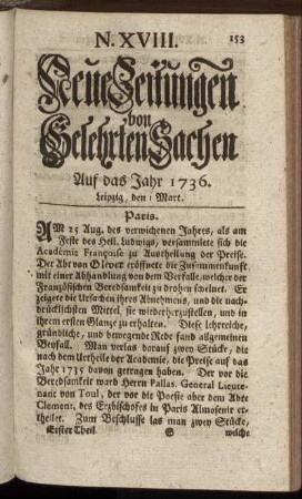 N. XVIII. Leipzig, den I Mart. - N. XXVI. Leipzig, den 29 Mart.