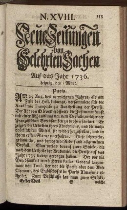 N. XVIII. Leipzig, den I Mart. - N. XXVI. Leipzig, den 29 Mart.