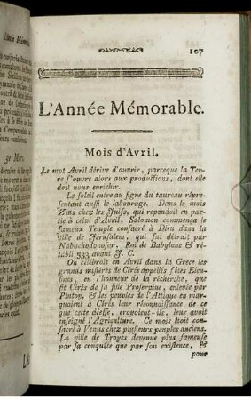 Mois d'Avril.