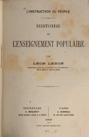 Histoire de l'enseignement populaire