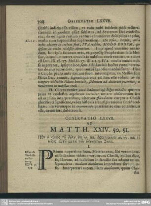 Observatio LXXVII. Ad Matth. XXIV. 50. 51.