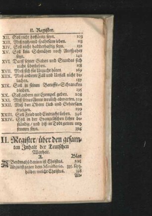 II. Register/ über den gesamten Inhalt der Teutschen Warheit.