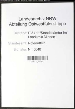 Sterberegister Standesamt Rothenuffeln
