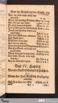 Das IV. Capitel. Von der Aufferstehung des Fleisches.