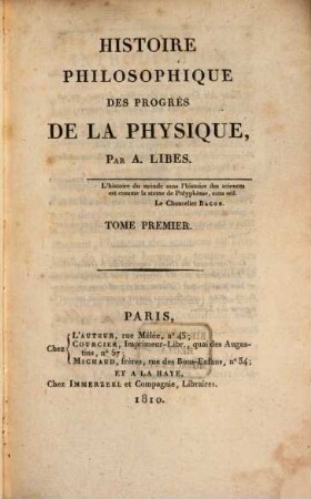 Histoire philosophique des progrès de la physique, 1