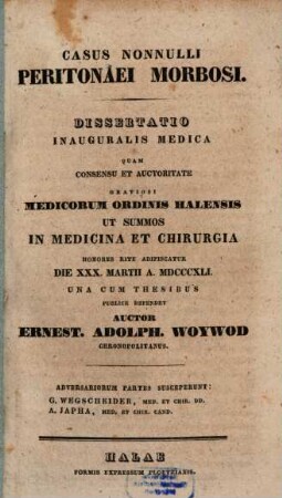 Casus nonnulli peritonaei morbosi