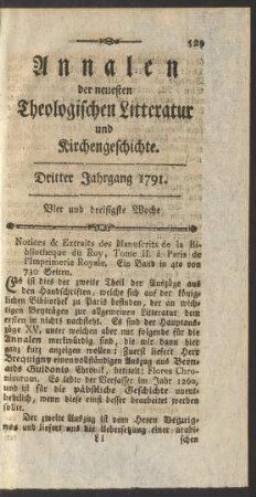 Vier und dreisigste Woche