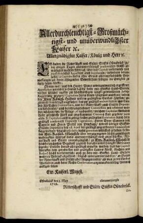 Allerdurchleuchtigst- Großmächtigst- und unüberwindlichster Kaiser etc.
