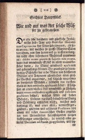 Sechstes Hauptstück. Wie und auf was Art solche Wässer zu gebrauchen