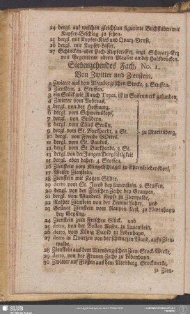Siebenzehendes Fach, No. 1. Von Zwitter und Zienstein