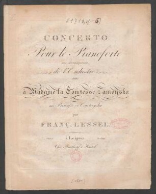 Concerto Pour le Pianoforte avec accompagnement de l'Orchestre : Oeuv. 14