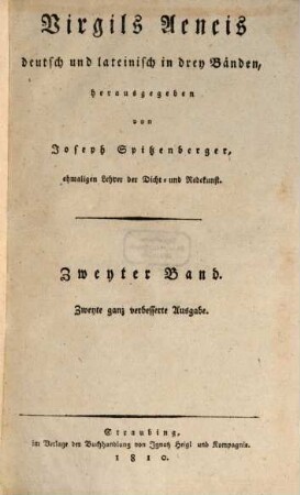 Virgils Aeneis : deutsch und lateinisch in dreyen Bänden. 2