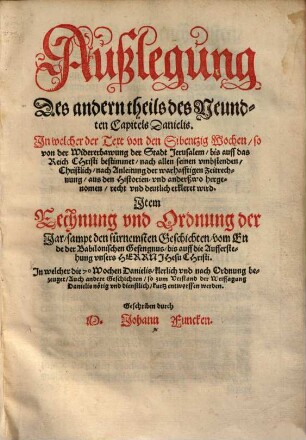 Außlegung des andern Theils des 9. Kapitels Danielis