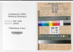 Entnazifizierung Franz Falkenberg , geb. 08.03.1900 (Lehrer)