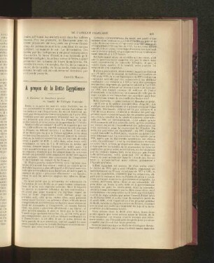 A propos de la Dette Egyptienne.